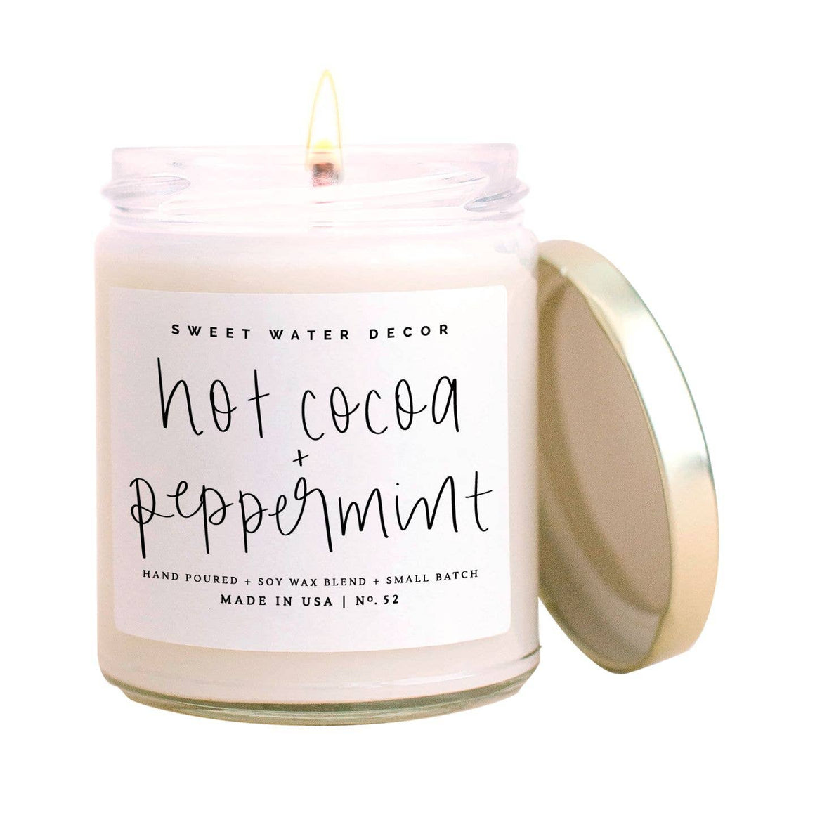Hot Cocoa + Peppermint Soy Candle | Clear Jar Candle-Candle-Sweet Water Decor-Max & Riley