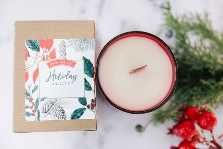 Crimson Glass Christmas Candle- Gingerbread-Candle-Jenny Bean-Max & Riley
